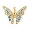 304 Stainless Steel Pendants, with Enamel, Butterfly Charm, Real 18K Gold Plated, Dark Sea Green, 26x35x5mm, Hole: 4x3mm