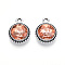 K5 Glass Pendants, Flat Round, Faceted, with Alloy Findings, Platinum, Sandy Brown, 17~17.7x14x5.2~6mm, Hole: 2mm