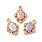 Brass Charms, with Glass, Flower Shape, Mixed Color, 14x10x4mm, Hole: 1.2mm