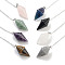 Natural Mixed Stone Pointed Dowsing Pendulums, with Rack Plating Brass Findings, Cone, 245mm