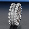 3Pcs 3 Styles Brass Micro Pave Clear Cubic Zirconia Finger Rings for Women, Platinum, US Size 8(18.1mm)