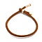 Cotton Cord Bracelets, with Brass Finding, Long-Lasting Plated, Real 24K Gold Plated, Chocolate, 8-1/2 inch(21.5cm)~9 inch(23cm)