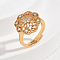 Elegant Adjustable Brass Micro Pave Cubic Zirconia Finger Rings for Women, Flower, Golden, White, 17mm, Inner Diameter: Adjustable