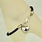 PU Leather Braided Charm Bracelets, with CCB Plastic Pendants and Alloy Lobster Claw Clasps, Black, 180mm