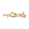 Brass Fold Over Clasps, Bowknot, Golden, 30.5x8x6mm, Hole: 1.5mm