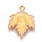 Autumn Theme Zinc Alloy Pendants, with Enamel, Maple Leaf, Light Gold, Yellow, 24x19x2mm, Hole: 1.6mm