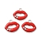 Alloy Enamel Pendants, with Rhinestone, Lip Charms, Platinum, 15x17x3mm, Hole: 2.5mm