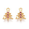 Brass Micro Pave Cubic Zirconia Charms, Christmas Tree, Long-Lasting Plated, Nickel Free, Real 18K Gold Plated, Camellia, 13x9.5x2.5mm, Hole: 1.4mm