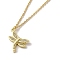 304 Stainless Steel Pendant Necklaces, Brass Micro Pave Clear Cubic Zirconia Pendant Necklaces, Dragonfly, 17.72 inch(45cm) Pendant: 18x21mm