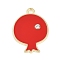 Alloy Micro Pave Rhinestone Pendants, with Enamel, Pomegranate, Red, 24x18x2.5mm, Hole: 1.8mm