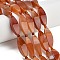 Natural Red Agate Beads Strands, Rice, Faceted, Dyed & Heated, with Seed Beads, 30.5~31.5x10x9.5~10mm, Hole: 1~1.2mm, about 12pcs/strand, 16.38''(41.6cm)