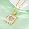 Brass Micro Pave Clear Cubic Zirconia Pendant Necklaces, with Shell, Real 18K Gold Plated, Heart, 17.80 inch(45.2cm)