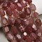 Natural Strawberry Quartz Beads Strands, Faceted, Nuggets, with Seed Beads, 13~20x12~16x11~15mm, Hole: 1.4mm, about 19~22pcs/strand, 14.96''(38cm)