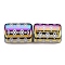 Electroplate Glass Beads, Column with Rhombus Pattern, Colorful, 11.5~12x8~8.5mm, Hole: 1.2~1.4mm