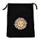 Rectangle Printed Velvet Cloth Packing Pouches, Tarot Pattern Drawstring Bags, Black, Sun, 18.5x13.5x0.45cm