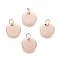 Ion Plating(IP) 304 Stainless Steel Charms, with Jump Rings, Blank Stamping Tag, Flat Round, Rose Gold, 10x1mm, Hole: 3.5mm