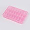 Plastic Removable Bead Containers, with Lid, 24 Compartments, Rectangle, Pink, 19.5x13x3.6cm