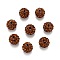 Pave Disco Ball Beads, Polymer Clay Rhinestone Beads, Round, Coffee, PP13(1.9~2mm), 6 Rows Rhinestone, 10mm, Hole: 1.5mm