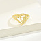 Brass Alphabet Adjustable Rings for Women, with Heart, Letter V, 17mm, US Size 6 1/4(16.7mm)