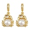 Brass Pave Clear Cubic Zirconia and Imitation Pearl European Dangle Charms, White Crab Large Hole Pendants Long-Lasting Plated, Cadmium Free & Lead Free, Rack Plating, Golden, 21.5mm, Hole: 4mm