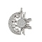 Brass Micro Pave Cubic Zirconia Pendants, Moon with Sun, with Jump Ring, Platinum, 25.5x24.5x3mm, Hole: 3.2mm