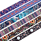 12 Yards 6 Patterns Ethnic Style Double-Sided Polyester Ribbon, Jacquard Ribbon, Tyrolean Ribbon, Flat, Colorful, Floral & Round & Stripe Pattern, Mixed Patterns, 1-1/2 inch(38mm), 2 yards/pattern