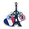 French Theme Printed Wood Pendants, Eiffel Tower, Colorful, 44.5x38~38.5x2.5mm, Hole: 2mm