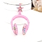 Alloy Rhinestone Keychains, Headset, Pearl Pink, Pendant: 70x40mm