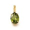 Ion Plating(IP) 304 Stainless Steel Rhinestone Pendants, Oval Charms, Real 14K Gold Plated, Olivine, 14x6x4.5mm, Hole: 4.5x2.5mm