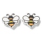 Printed Wood Beads, Butterfly/Bees, Orange, 16x20x6mm, Hole: 2.5mm