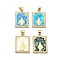 Brass Micro Pave Clear Cubic Zirconia Pendants, with Sythetic Opal, Rectangle with Goddess, Real 18K Gold Plated, 23.5x17x3mm, Hole: 4x3.5mm