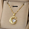 Moon & Heart 304 Stainless Steel Micro Pave Clear Cubic Zirconia Pendant Necklaces, Golden, 15.75~17.72 inch(40~45cm)