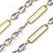 304 Stainless Steel Enamel Figaro Chains, Soldered, with Spool, Ion Plating(IP), Real 18K Gold Plated, Lilac, 20x5x1mm
