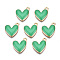 Eco-Friendly Zinc Alloy Pendants, with Enamel, Cadmium Free & Nickel Free & Lead Free, Heart, Light Gold, Medium Sea Green, 16x15x3mm, Hole: 1.6mm