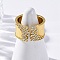 Brass Micro Pave Clear Cubic Zirconia Cuff Rings for Women, Real 18K Gold Plated, 12.5mm, Inner Diameter: 18mm