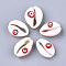 Cowrie Shell Beads, with Enamel, No Hole/Undrilled, Eye, Red, 19~22x14~16x6~8mm
