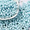 Baking Paint Glass Seed Beads, Round Hole, Rondelle, Grade A, Light Sky Blue, 5~6x3.5~4mm, Hole: 1.6~1.8mm, about 3000pcs/pound