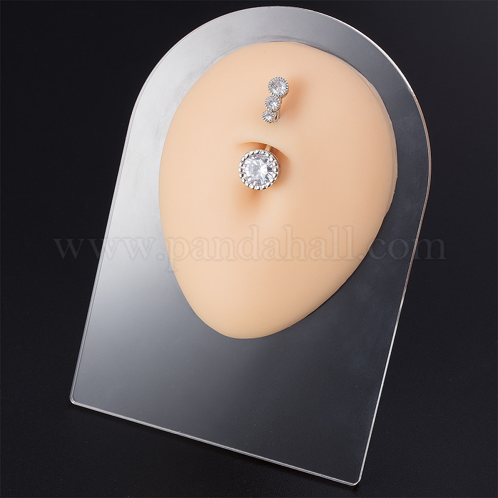 Wholesale Soft Silicone Belly Button Flexible Model Body Navel Displays with Acrylic Stands