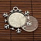 25x4mm Dome Transparent Glass Cabochons and Christmas Ornaments Antique Silver Alloy Snowflake Pendant Cabochon Settings DIY DIY-X0181-AS-2