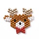 手作りミユキ日本の種子織機模様シードビーズ  クリスマステーマのペンダント  鹿の模様  20x23x1.7mm PALLOY-MZ00059-09-2