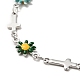 Bracelet fleur en émail et chaîne à maillons croisés BJEW-C023-01P-01-2