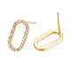 Clear Cubic Zirconia Oval Stud Earrings EJEW-N012-43-2