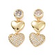 Clear Cubic Zirconia Double Heart Dangle Stud Earrings EJEW-C008-07G-1