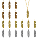 Superfindings 18 pz 3 colori pendenti in lega di piume pendenti in piume di stile tibetano pendenti antichi pendenti con foglie pendenti con piume punk pendente di fascino per fai da te braccialetto collana creazione di gioielli TIBEP-FH0001-21-1