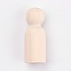 未完成の木製の男性のペグ人形、人々の体  子供の絵のため  DIY工芸品  ソリッド  ハード  アンティークホワイト  53x20mm DIY-WH0059-09C-1