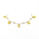 Collar con colgante de limón de resina con cadenas de flores con cuentas de vidrio para mujer NJEW-TA00057-5