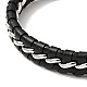 Leather & 304 Stainless Steel Braided Cord Bracelet with Magnetic Clasp for Men Women BJEW-C021-21-4