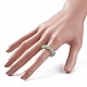 Round Mixed Gemstone Braided Beaded Finger Ring RJEW-JR00462-3