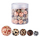 Fashewelry 100pcs 5 styles de perles en bois naturelles imprimées WOOD-FW0001-03-1
