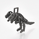 滑らかな表面の合金ペンダント  3d恐竜の骨  マットガンメタルカラー  29x36x10mm  穴：3x4mm PALLOY-T067-69MB-3